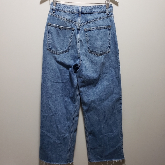 Moto TopShop High Waistline Raw Ankle Edges Denim Jeans S-28 - Picture 2 of 10